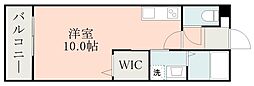 鹿児島市電2系統 市役所前駅 徒歩8分の賃貸マンション 4階ワンルームの間取り