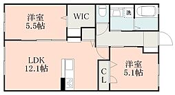 JR日豊本線 国分駅 徒歩7分の賃貸アパート 1階2LDKの間取り