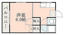 JR指宿枕崎線 坂之上駅 徒歩10分の賃貸アパート 2階1Kの間取り