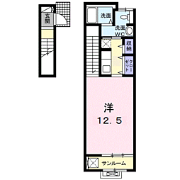 JR鹿児島本線 川内駅 バス10分 薩摩川内警察署前下車 徒歩4分の賃貸アパート 2階ワンルームの間取り