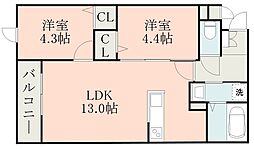 鹿児島市電1系統 上塩屋駅 上塩屋下車 徒歩3分の賃貸マンション 3階2LDKの間取り