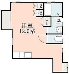 鹿児島市電2系統 いづろ通駅 徒歩5分の賃貸マンション 4階ワンルームの間取り