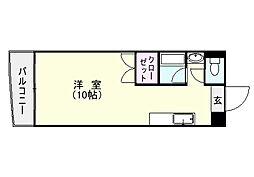 鹿児島市電1系統 新屋敷駅 徒歩12分の賃貸マンション 5階ワンルームの間取り