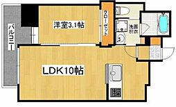 鹿児島市電1系統 二中通駅 徒歩2分の賃貸マンション 4階1LDKの間取り