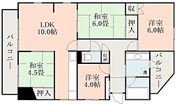 ユーロハイツ城西B棟 4LDKの間取図画像