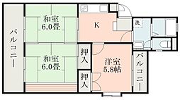 スカイコーポ天神 3Kの間取図画像