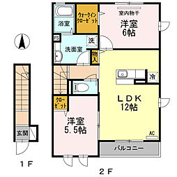セジュールサクラ6 2LDKの間取図画像