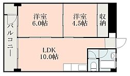 サンバード明和ビル 2LDKの間取図画像