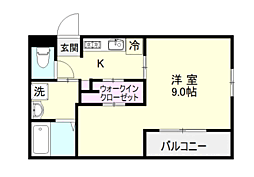 プランドールA 1Kの間取図画像