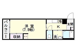 ローゼン下荒田 1Kの間取図画像