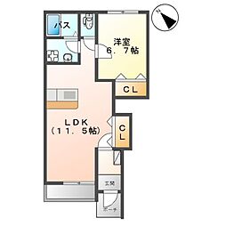 レインボーパレス 1LDKの間取図画像