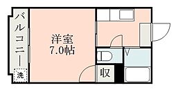 鹿児島市電2系統 神田(交通局前)駅 徒歩12分の賃貸マンション 2階1Kの間取り