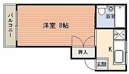 JR日豊本線 鹿児島中央駅 徒歩7分の賃貸マンション 3階1Kの間取り