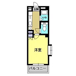 鹿児島市電1系統 新屋敷駅 徒歩5分の賃貸マンション 4階1Kの間取り