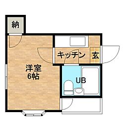 スカイコート永吉 1Kの間取図画像