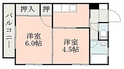 東谷山Nビル 2Kの間取図画像