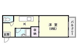リード上本町 1Kの間取図画像