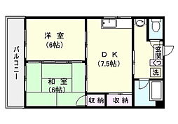 SKコーポ原良 2DKの間取図画像