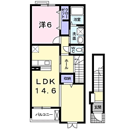 JR指宿枕崎線 谷山駅 バス18分 皇徳寺ロータリー下車 徒歩8分の賃貸アパート 2階1LDKの間取り