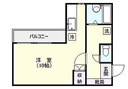 鹿児島市電1系統 武之橋駅 徒歩5分の賃貸マンション 2階ワンルームの間取り