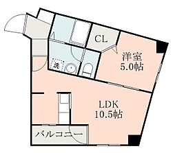 鹿児島市電2系統 鹿児島駅前駅 柳町下車 徒歩8分の賃貸マンション 4階1LDKの間取り