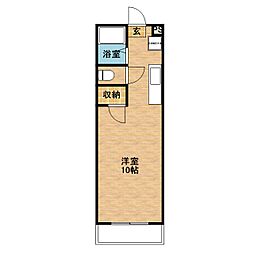 JR指宿枕崎線 宇宿駅 徒歩7分の賃貸マンション 2階ワンルームの間取り