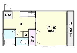 コーポサザン 1Kの間取図画像