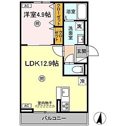JR指宿枕崎線 慈眼寺駅 大御堂（鹿児島交通）下車 徒歩13分の賃貸アパート 3階1LDKの間取り