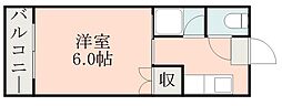 ホワイトキャッスル壱番館 1Kの間取図画像