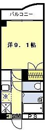 鹿児島市電2系統 天文館通駅 松原小前下車 徒歩8分の賃貸マンション 2階1Kの間取り