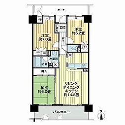 JR日豊本線 鹿児島中央駅 徒歩3分の賃貸マンション 4階3LDKの間取り