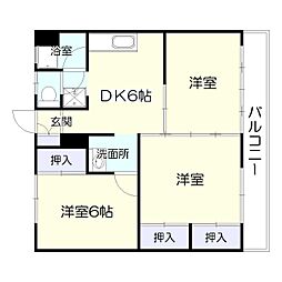 浜田ビル 3DKの間取図画像