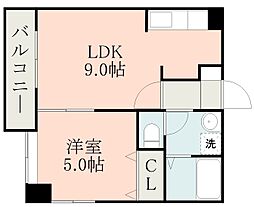 鹿児島市電1系統 荒田八幡駅 徒歩1分の賃貸マンション 6階1LDKの間取り