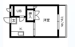 JR指宿枕崎線 郡元駅 徒歩3分の賃貸マンション 3階1Kの間取り