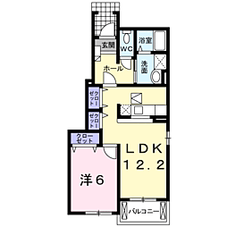 JR指宿枕崎線 宇宿駅 バス10分 鍋ヶ宇都下車 徒歩1分の賃貸アパート 1階1LDKの間取り