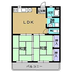 JR指宿枕崎線 慈眼寺駅 諏訪下車 徒歩16分の賃貸マンション 3階2LDKの間取り