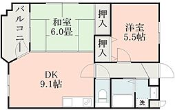 ヒルサイドテラス 2DKの間取図画像