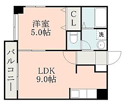 鹿児島市電1系統 荒田八幡駅 徒歩1分の賃貸マンション 4階1LDKの間取り