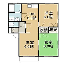 JR指宿枕崎線 谷山駅 徒歩14分の賃貸アパート 2階3DKの間取り