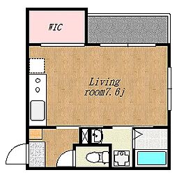 鹿児島市電1系統 二中通駅 徒歩3分の賃貸マンション 4階ワンルームの間取り
