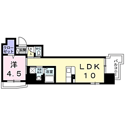 鹿児島市電1系統 鴨池駅 徒歩2分の賃貸マンション 3階1LDKの間取り