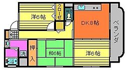 パープルセブンM 3DKの間取図画像