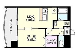鹿児島市電1系統 二中通駅 徒歩24分の賃貸マンション 6階1LDKの間取り