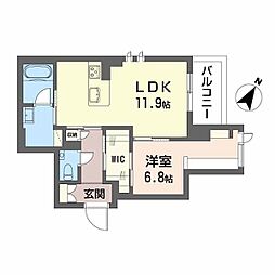 JR鹿児島本線 鹿児島駅 徒歩12分の賃貸マンション 3階1LDKの間取り