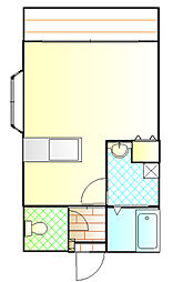 JR指宿枕崎線 慈眼寺駅 徒歩9分の賃貸マンション 2階ワンルームの間取り