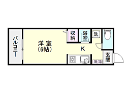 スカイコーポ新屋敷 1Kの間取図画像