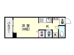 スカイコーポ新屋敷 1Kの間取図画像