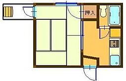 鹿児島市電2系統 高見橋駅 徒歩5分の賃貸マンション 2階1Kの間取り