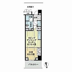 JR鹿児島本線 鹿児島中央駅 徒歩1分の賃貸マンション 15階1LDKの間取り
