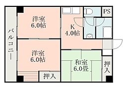 若原ハイツ 3Kの間取図画像